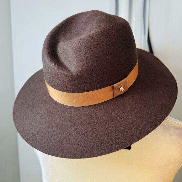 Rag & Bone Zoe Wool Felt Fedora Hat, Spanish Style Pecan Brown, Small, NWT - Picture 3 of 14